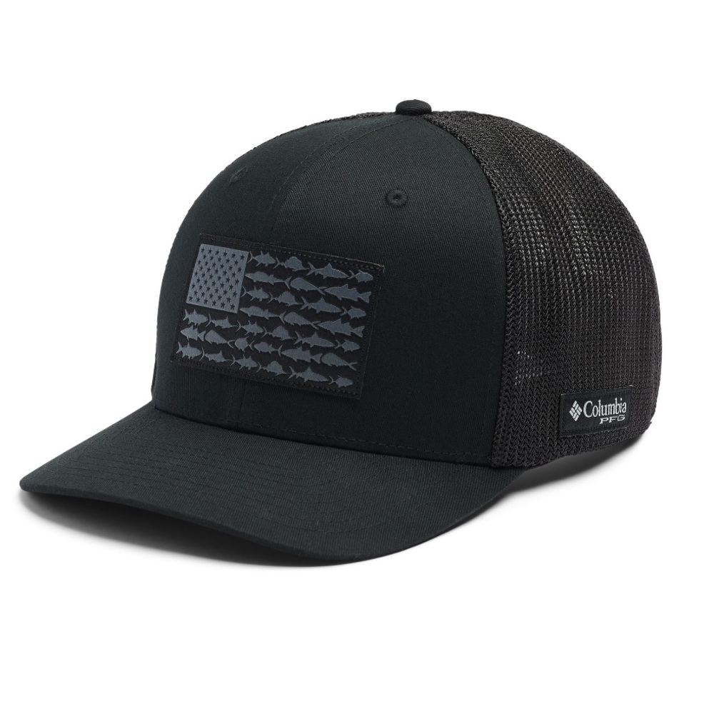 Columbia Unisex PFG Fish Flag Cap NWT All Black Fits XL/XXL